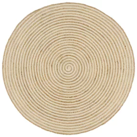  kézzel font jutaszőnyeg fehér spirális dizájnnal 90 cm