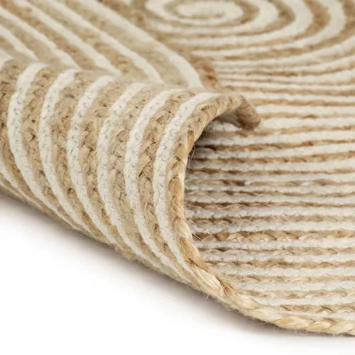  kézzel font jutaszőnyeg fehér spirális dizájnnal 90 cm