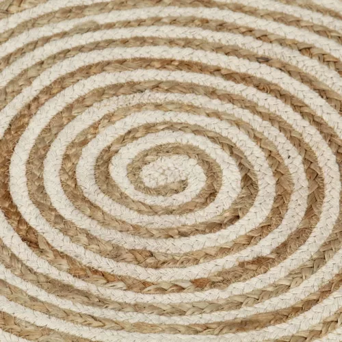  kézzel font jutaszőnyeg fehér spirális dizájnnal 90 cm