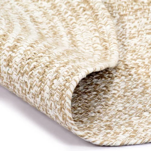  fehér és természetes színű kézzel font jutaszőnyeg 120 cm