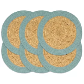  6 db természetes és zöld juta-pamut alátét 38 cm