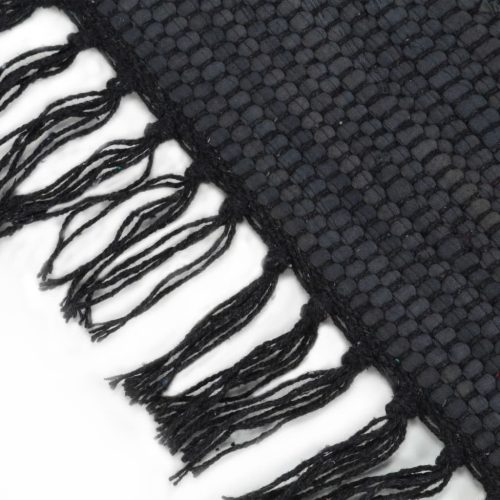  antracitszürke, kézzel szőtt pamut Chindi szőnyeg 120 x 170 cm