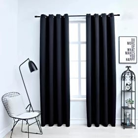    2 db fekete sötétítőfüggöny fémgyűrűkkel 140 x 245 cm