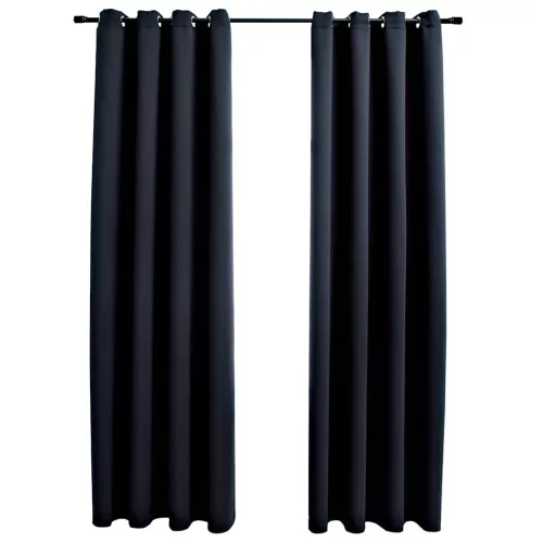  2 db fekete sötétítőfüggöny fémgyűrűkkel 140 x 245 cm