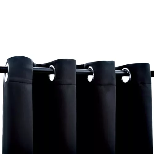  2 db fekete sötétítőfüggöny fémgyűrűkkel 140 x 245 cm
