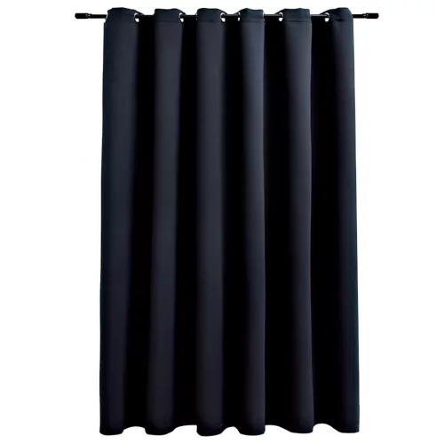  fekete sötétítőfüggöny fémkarikákkal 290 x 245 cm