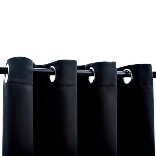  fekete sötétítőfüggöny fémkarikákkal 290 x 245 cm
