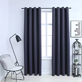    2 db antracitszürke sötétítőfüggöny fémgyűrűkkel 140 x 245 cm