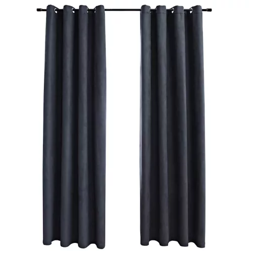  2 db antracitszürke sötétítőfüggöny fémgyűrűkkel 140 x 175 cm