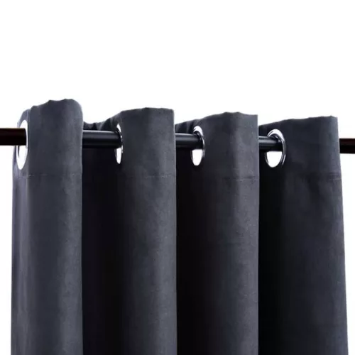  2 db antracitszürke sötétítőfüggöny fémgyűrűkkel 140 x 175 cm