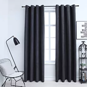    2 db antracitszürke sötétítőfüggöny fémgyűrűkkel 140 x 225 cm