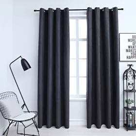    2 db antracitszürke sötétítőfüggöny fémgyűrűkkel 140 x 245 cm