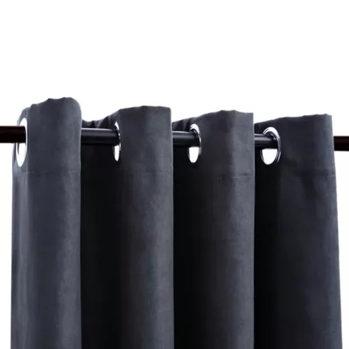  2 db antracitszürke sötétítőfüggöny fémgyűrűkkel 140 x 245 cm
