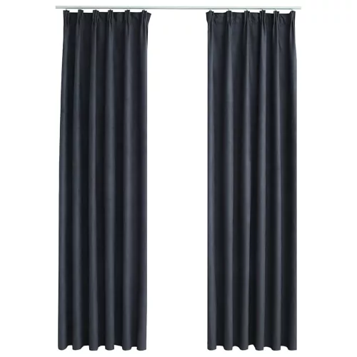  2 db antracitszürke sötétítőfüggöny kampókkal 140 x 225 cm