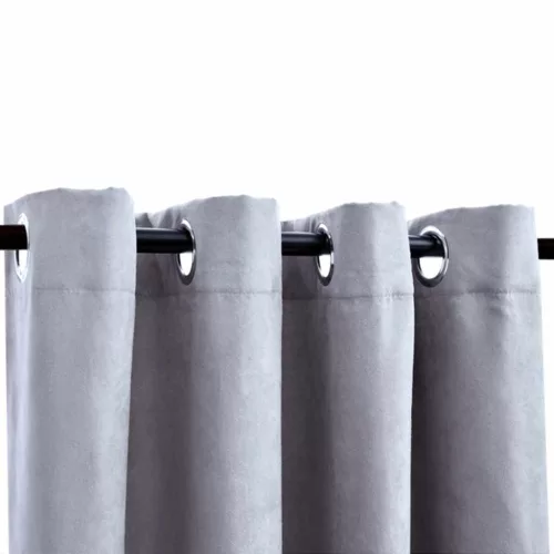  2 db szürke sötétítőfüggöny fémgyűrűkkel 140 x 175 cm