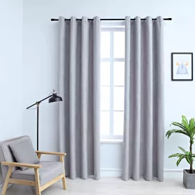    2 db szürke sötétítőfüggöny fémgyűrűkkel 140 x 225 cm