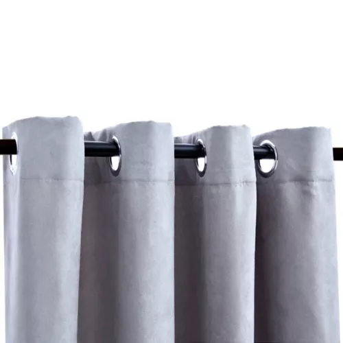  2 db szürke sötétítőfüggöny fémgyűrűkkel 140 x 225 cm