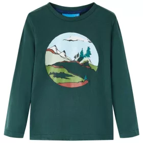 Sötétzöld hosszú ujjú gyerekpóló 92