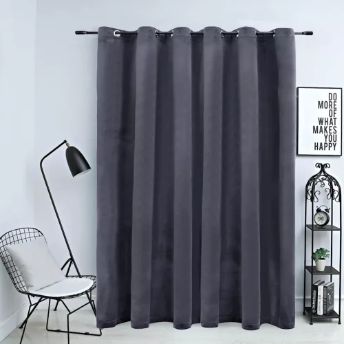  antracitszürke bársony sötétítőfüggöny fémkarikákkal 290x245 cm