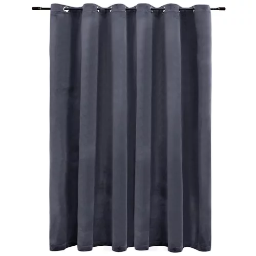  antracitszürke bársony sötétítőfüggöny fémkarikákkal 290x245 cm