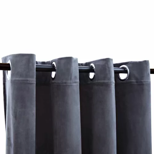 antracitszürke bársony sötétítőfüggöny fémkarikákkal 290x245 cm