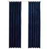  2 db sötétkék bársony sötétítőfüggöny kampókkal 140 x 225 cm