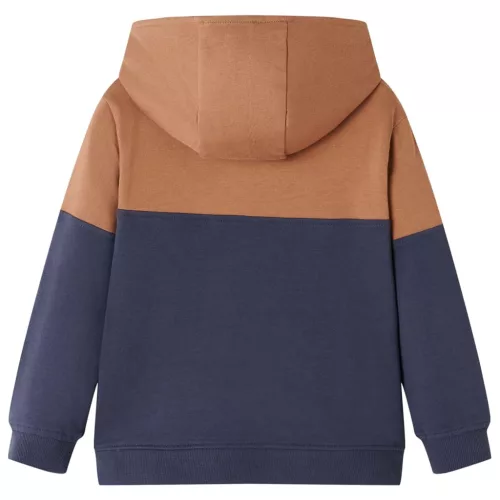 Antracit és konyak kapucnis gyerekpulóver fél cipzárral 92