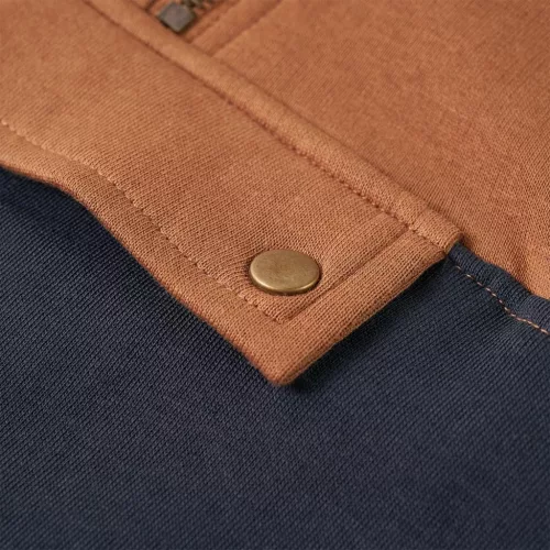 Antracit és konyak kapucnis gyerekpulóver fél cipzárral 104