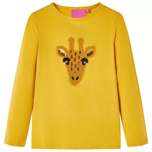 Sötét okker hosszú ujjú gyerekpóló 104