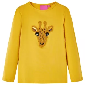 Sötét okker hosszú ujjú gyerekpóló 140