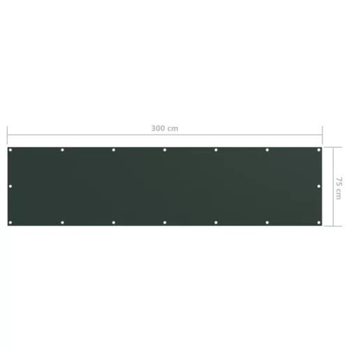  sötétzöld oxford-szövet erkélyparaván 75 x 300 cm