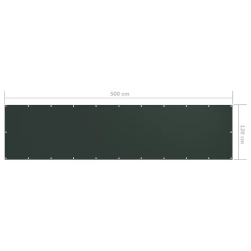  sötétzöld oxford-szövet erkélyparaván 120 x 500 cm