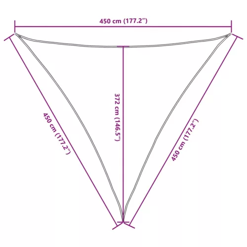  antracitszürke háromszögű oxford-szövet napvitorla 4,5x4,5x4,5m