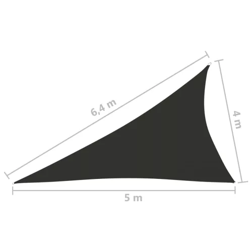  antracitszürke háromszögű oxford-szövet napvitorla 4x5x6,4 m