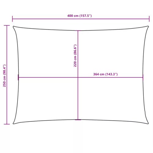  bézs téglalap alakú oxford-szövet napvitorla 2,5 x 4 m