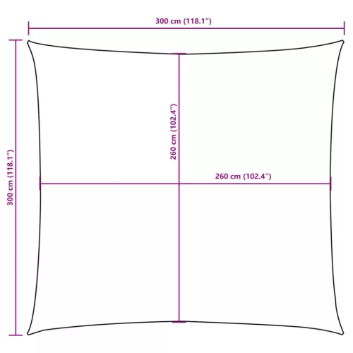  krémszínű négyzet alakú oxford-szövet napvitorla 3 x 3 m