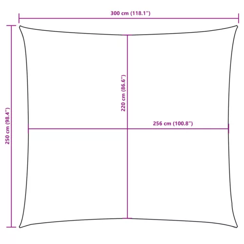  krémszínű téglalap alakú oxford-szövet napvitorla 2,5 x 3 m