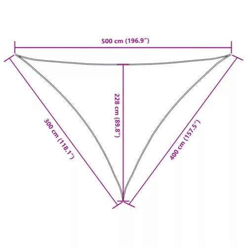  krémszínű háromszögű oxford-szövet napvitorla 3 x 4 x 5 m