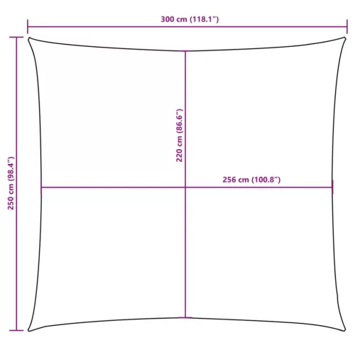  fehér téglalap alakú oxford-szövet napvitorla 2,5 x 3 m