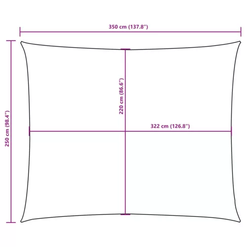  fehér téglalap alakú oxford-szövet napvitorla 2,5 x 3,5 m
