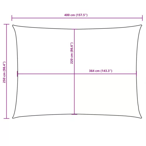  fehér téglalap alakú oxford-szövet napvitorla 2,5x4 m