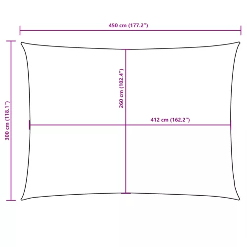  fehér téglalap alakú oxford-szövet napvitorla 3 x 4,5 m