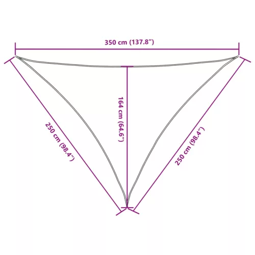  fehér háromszögű oxford-szövet napvitorla 2,5 x 2,5 x 3,5 m