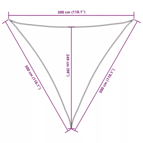  fehér háromszögű oxford-szövet napvitorla 3 x 3 x 3 m