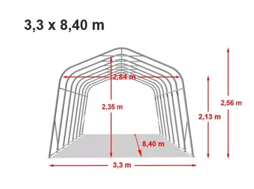 TP Basic 3,3x8,4m takarmánytároló sátor PVC 800N ponyvával, zöld