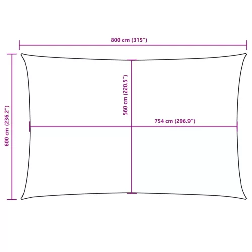  fehér téglalap alakú oxford-szövet napvitorla 6 x 8 m