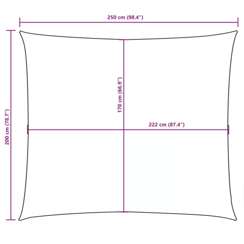  fekete téglalap alakú oxford-szövet napvitorla 2 x 2,5 m