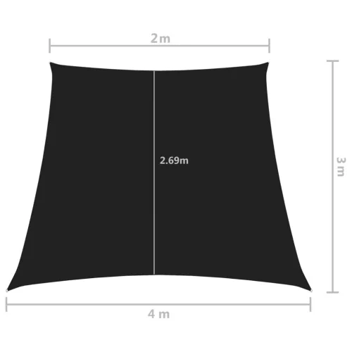  fekete trapéz alakú oxford-szövet napvitorla 2/4 x 3 m