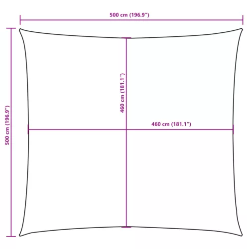  barna négyzet alakú oxford-szövet napvitorla 5 x 5 m
