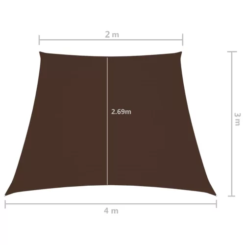  barna trapéz alakú oxford-szövet napvitorla 2/4 x 3 m